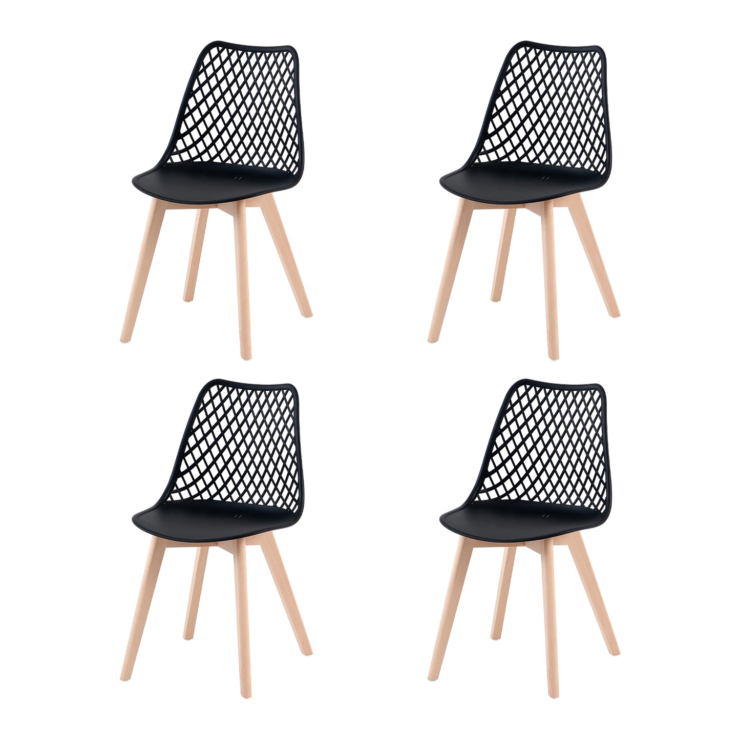 MOLSON Hollow Arm Chair (Set of 4) - Black/Gray/White
