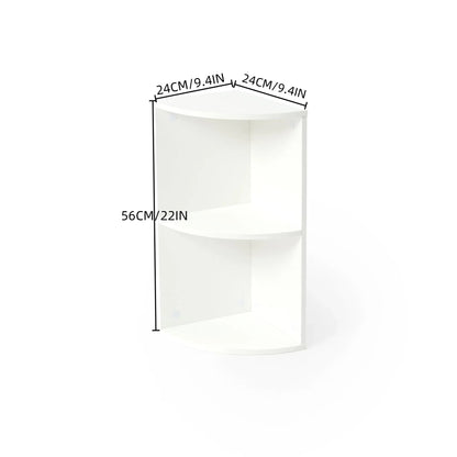 2-Tier Small Corner Shelf Modern Wooden Corner Bookshelf 56cm High Small Bookcase-White-NEWELL