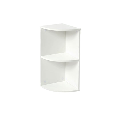 2-Tier Small Corner Shelf Modern Wooden Corner Bookshelf 56cm High Small Bookcase-White-NEWELL