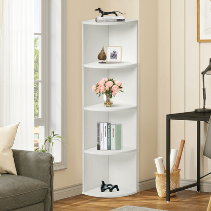 2-Tier Small Corner Shelf Modern Wooden Corner Bookshelf 56cm High Small Bookcase-White-NEWELL