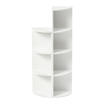 2-Tier Small Corner Shelf Modern Wooden Corner Bookshelf 56cm High Small Bookcase-White-NEWELL