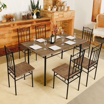 NORSEMAN Dining Table with 4/6 Chairs - 137*77*75cm - Brown