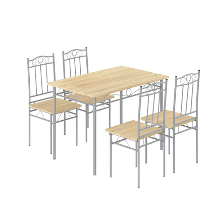 Oak Grain Table and 4 Chair Set-NORSEMAN