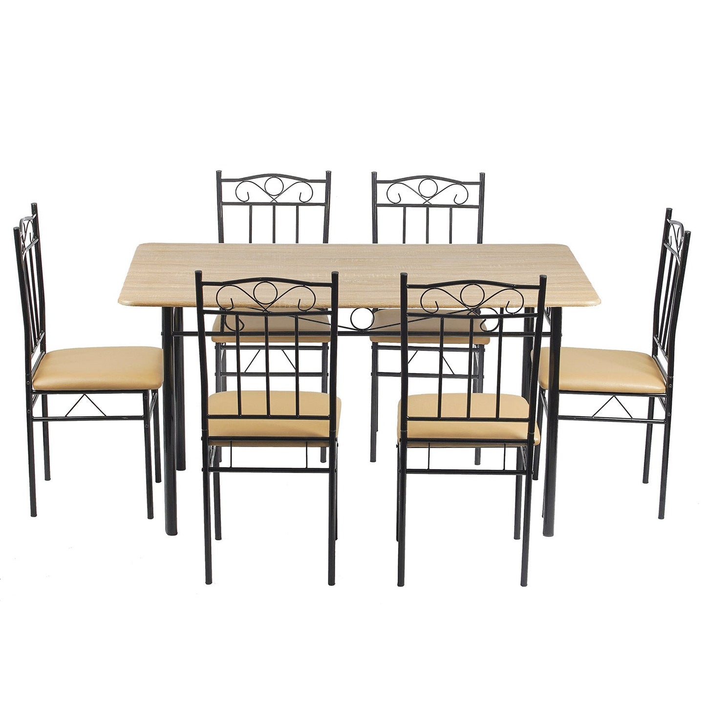 NORSEMAN Dining Table with 4/6 Chairs 137*77*75cm - Cream/Black