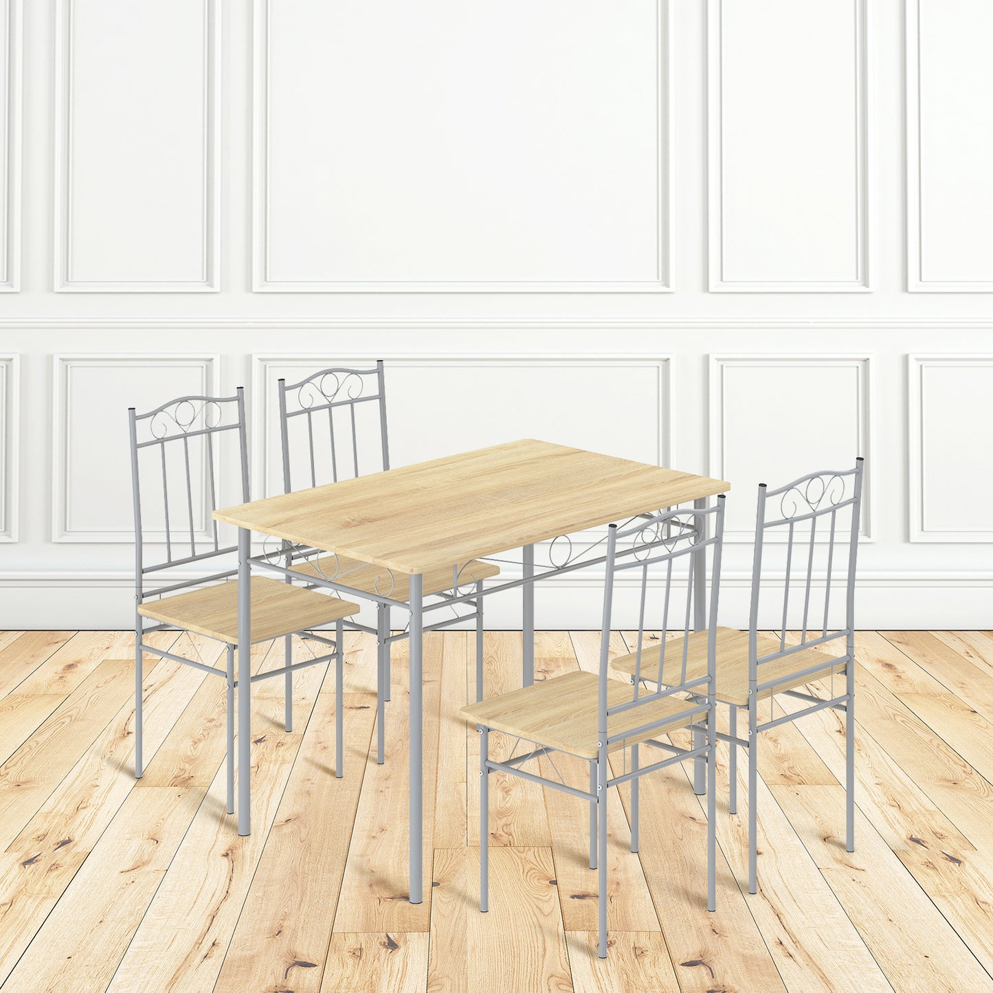 Oak Grain Table and 4 Chair Set-NORSEMAN