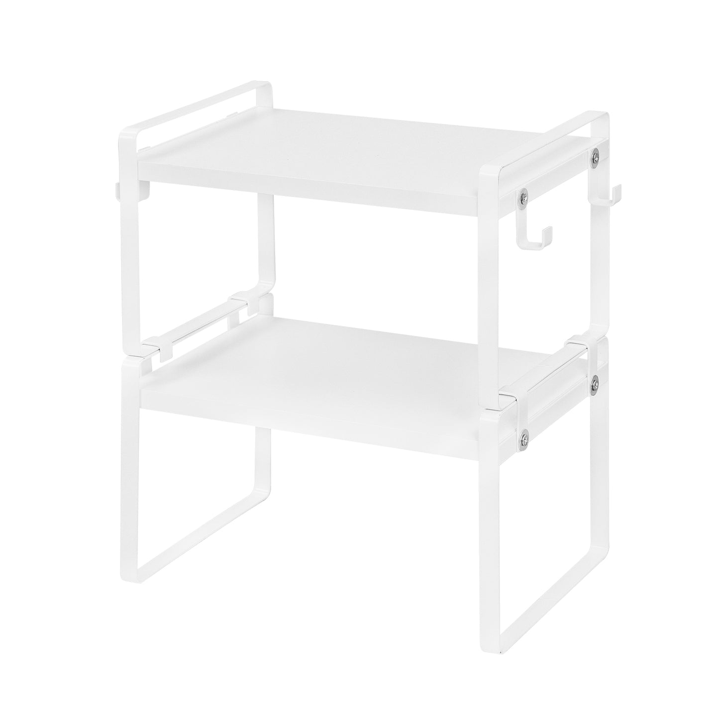 Compact 30cm Stackable Shelf Organizer Apartment Storage Set of 2/4 OJUS-Fire/Wood/White