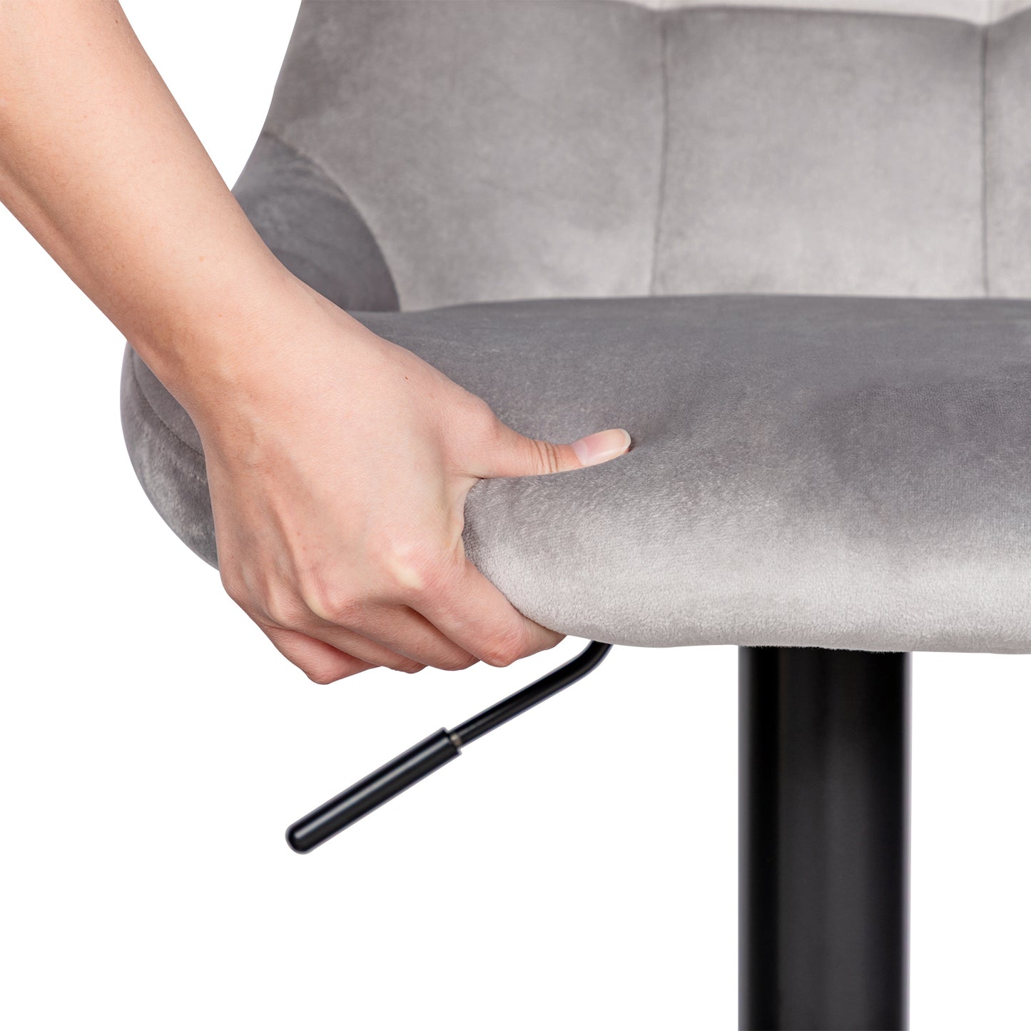 OLIVET Modern Adjustable Velvet Bar Chair, Set of 2 - Grey