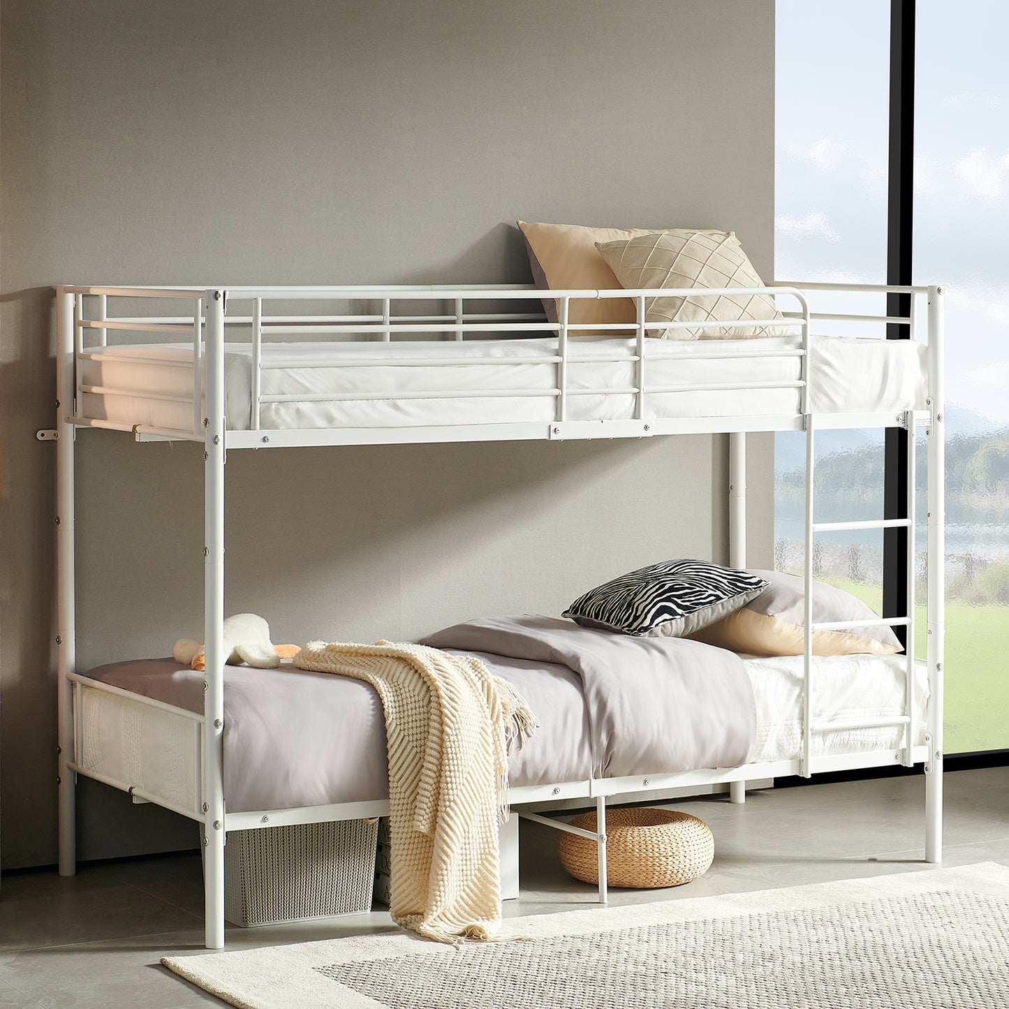 EGGREE Bunk Bed Frame Detachable-White-OTIS