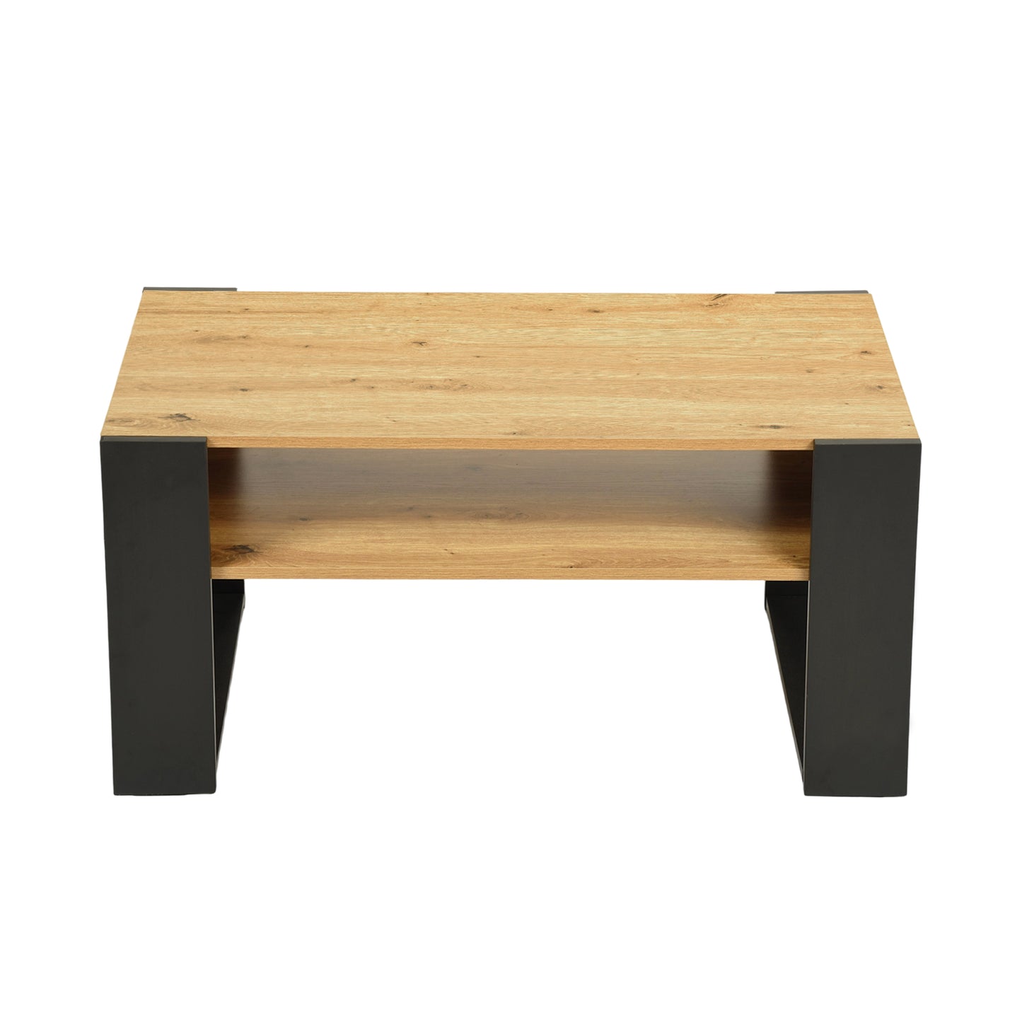 Coffee Table with Shelves, Golden Oak-OWENS