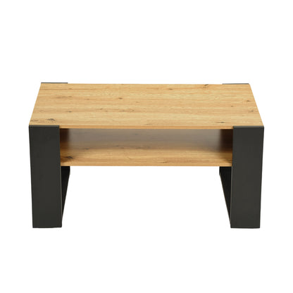 Coffee Table with Shelves, Golden Oak-OWENS
