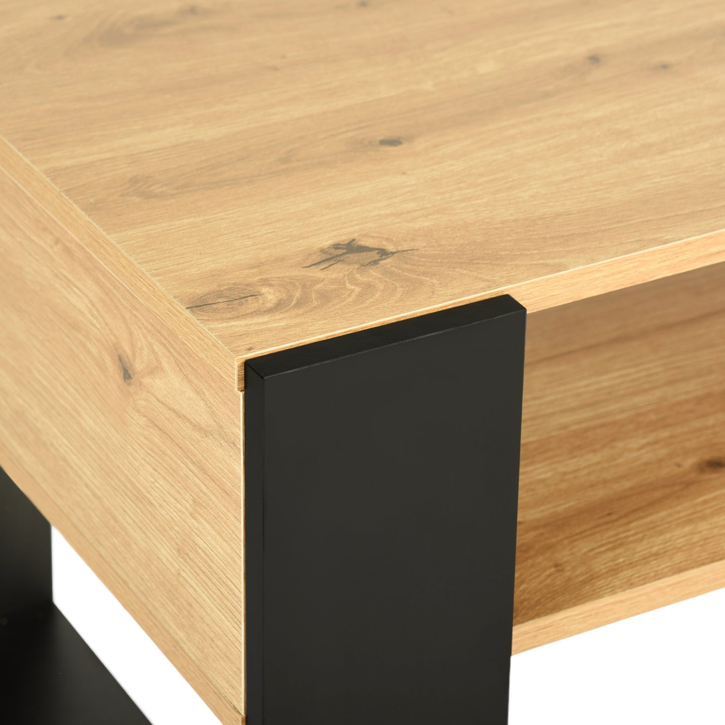 Coffee Table with Shelves, Golden Oak-OWENS