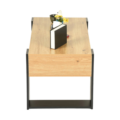 Coffee Table with Shelves, Golden Oak-OWENS