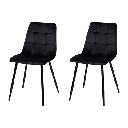 Fabric Armless Dining Chair With Black Iron legs - Black/Grey/Brown