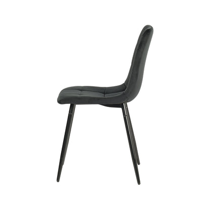Fabric Armless Dining Chair With Black Iron legs - Black/Grey/Brown