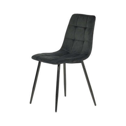Fabric Armless Dining Chair With Black Iron legs - Black/Grey/Brown