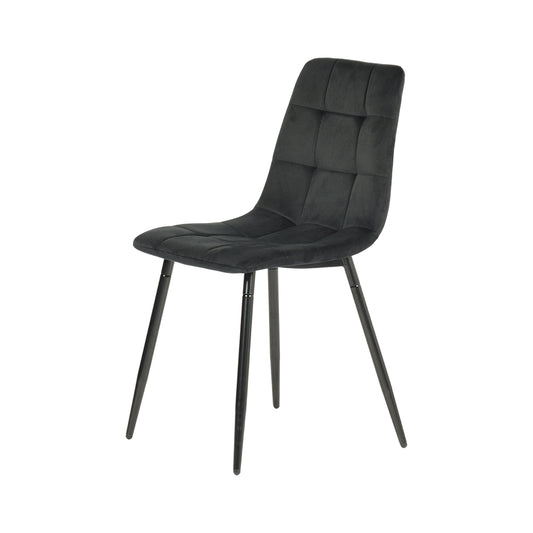 Fabric Armless Dining Chair With Black Iron legs - Black/Grey/Brown