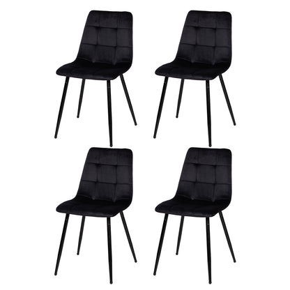 Fabric Armless Dining Chair With Black Iron legs - Black/Grey/Brown