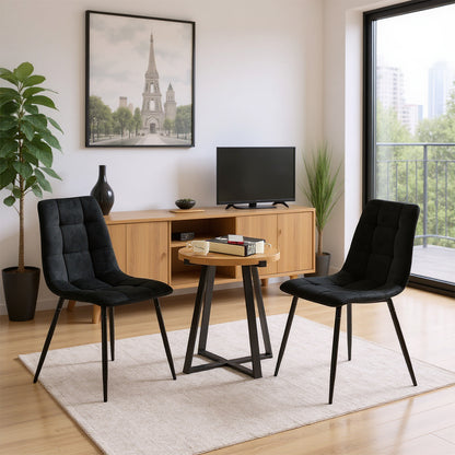 Fabric Armless Dining Chair With Black Iron legs - Black/Grey/Brown