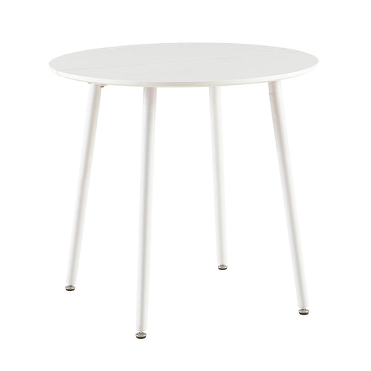 PEA Interrupted Round Dining Table with Beech Legs 80cm - White