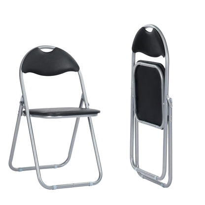 Padded Stackable Folding Chairs 2/4 Piece Set - Silver Iron Legs-PEACOCKAR