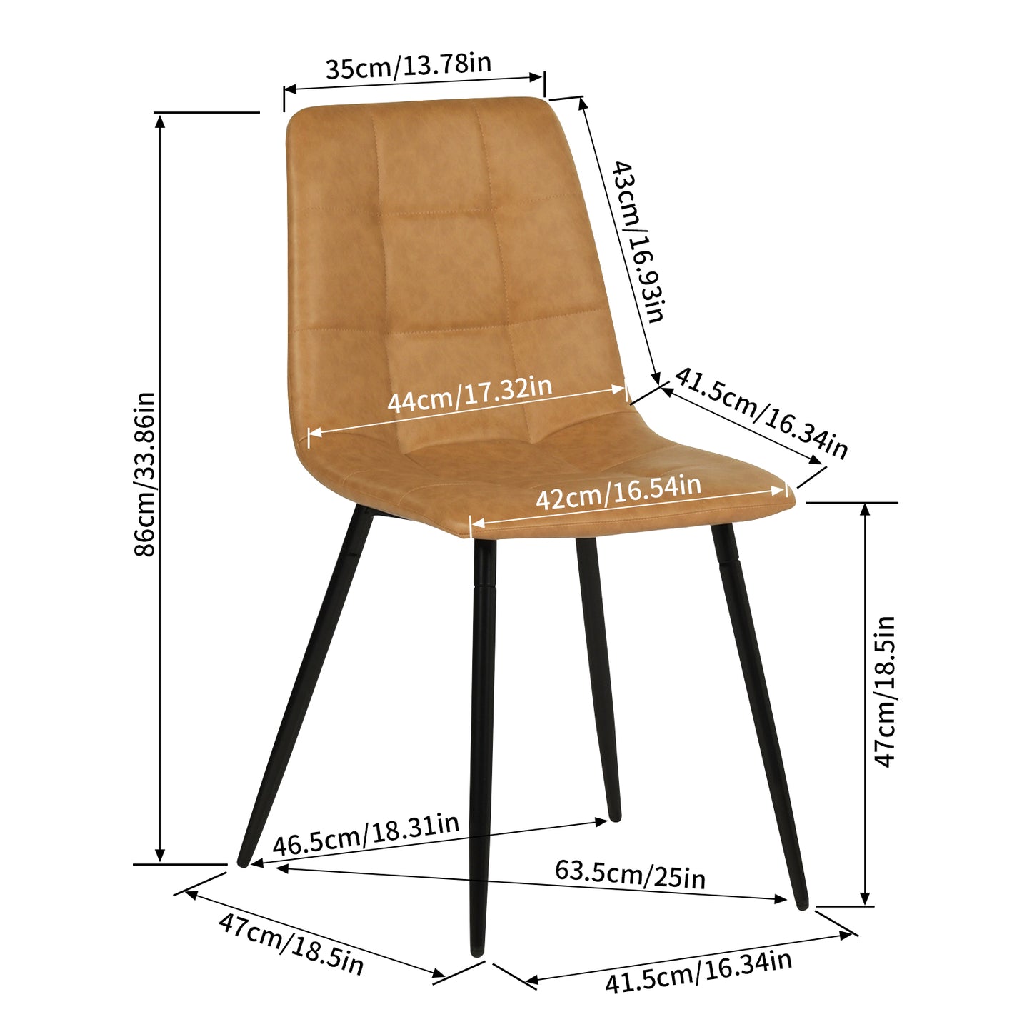 Fabric Armless Dining Chair With Black Iron legs - Black/Grey/Brown