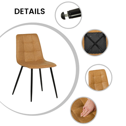 Fabric Armless Dining Chair With Black Iron legs - Black/Grey/Brown