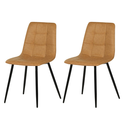 Fabric Armless Dining Chair With Black Iron legs - Black/Grey/Brown