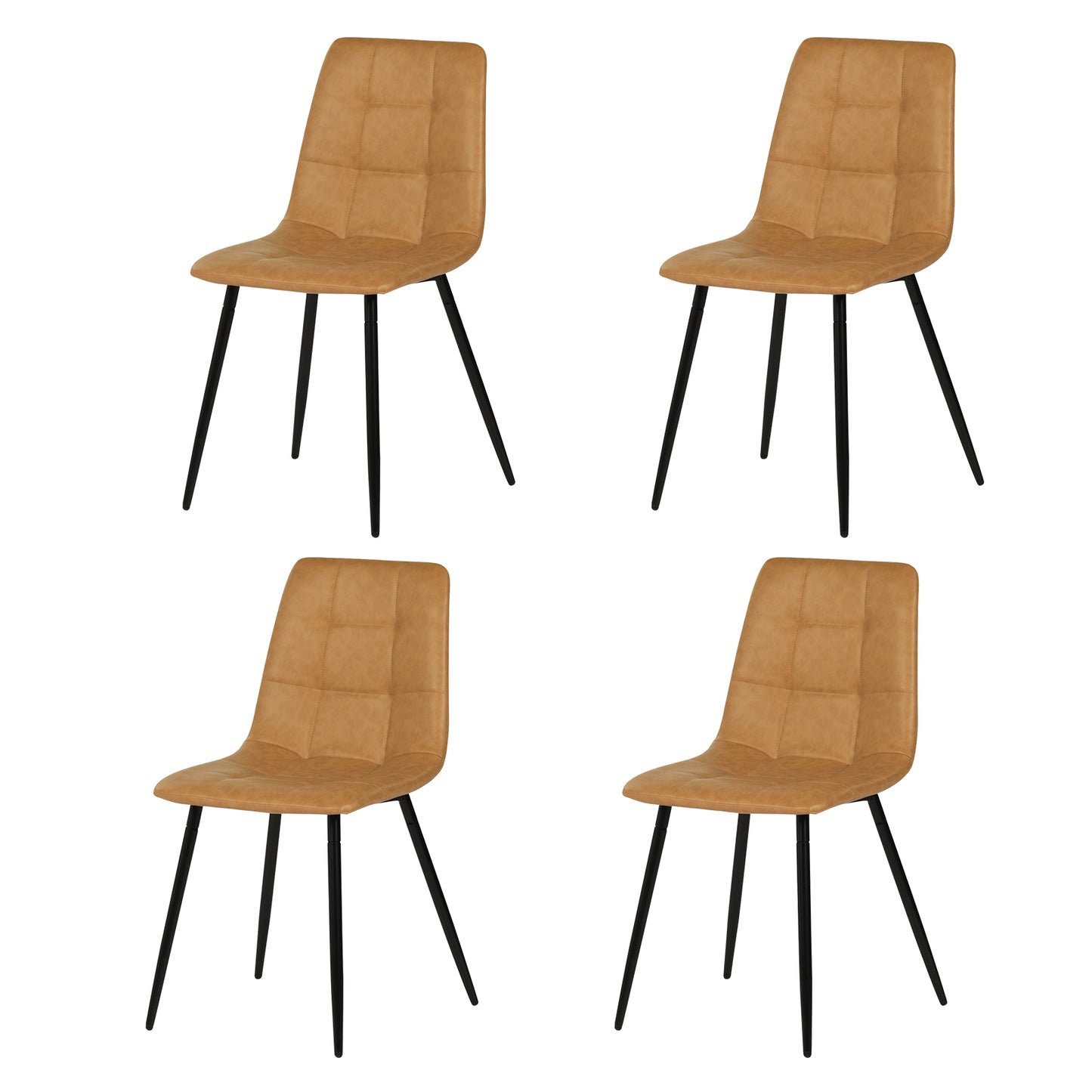 Fabric Armless Dining Chair With Black Iron legs - Black/Grey/Brown