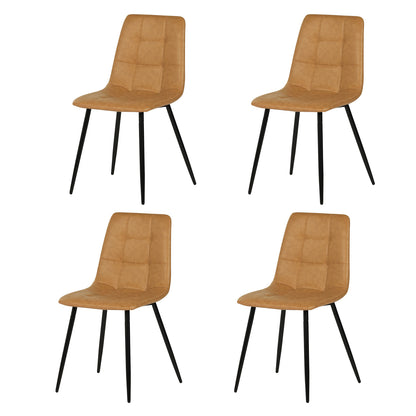 Fabric Armless Dining Chair With Black Iron legs - Black/Grey/Brown