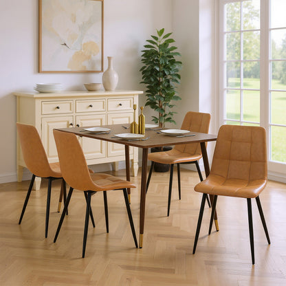 Fabric Armless Dining Chair With Black Iron legs - Black/Grey/Brown