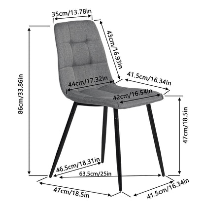 Fabric Armless Dining Chair With Black Iron legs - Black/Grey/Brown