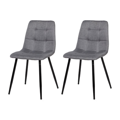 Fabric Armless Dining Chair With Black Iron legs - Black/Grey/Brown