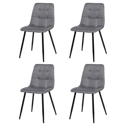 Fabric Armless Dining Chair With Black Iron legs - Black/Grey/Brown