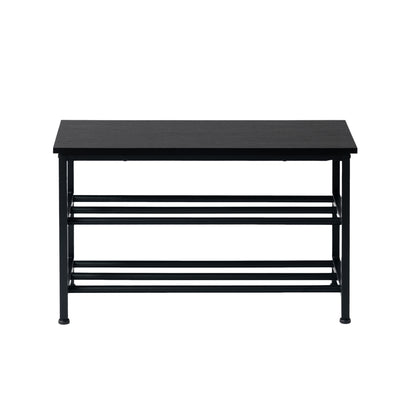 EGGREE Shoe Shelf 3-Tier Shoe Bench Bathroom Shelf with Seat Black-QUEETS