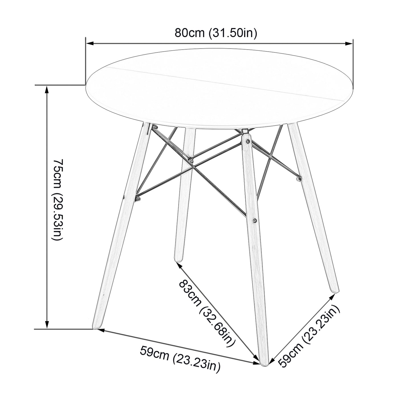 LEYDEN Dining Side Chair and a Round Dining Table, Suitable for 4-6 people