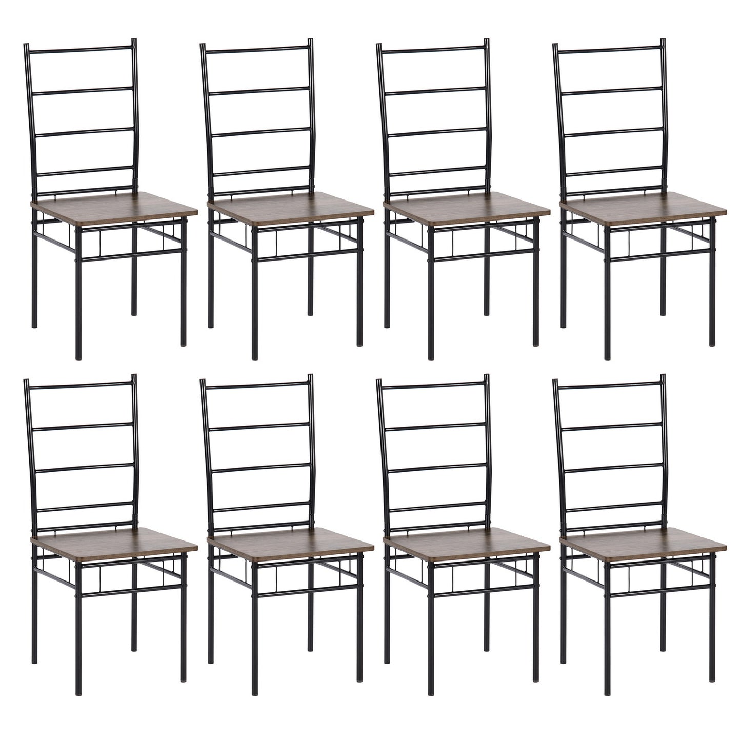 RODERICK Retro Dining Chairs (Set of 8) - Wood/Light Oak Grain