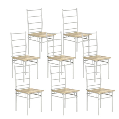 RODERICK Retro Dining Chairs (Set of 8) - Wood/Light Oak Grain