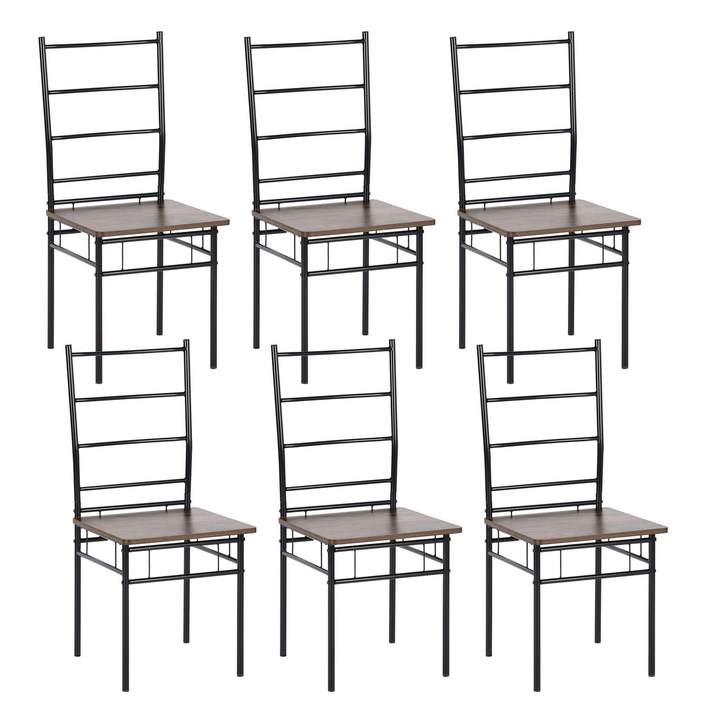 RODERICK Retro Dining Chairs (Set of 6) - Wood/Light Oak Grain