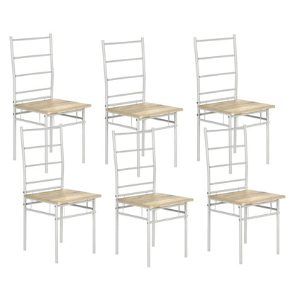 RODERICK Retro Dining Chairs (Set of 6) - Wood/Light Oak Grain