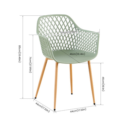 ROME Openwork armrest PP material dining chairs (Set of 4/6) - Grayish green