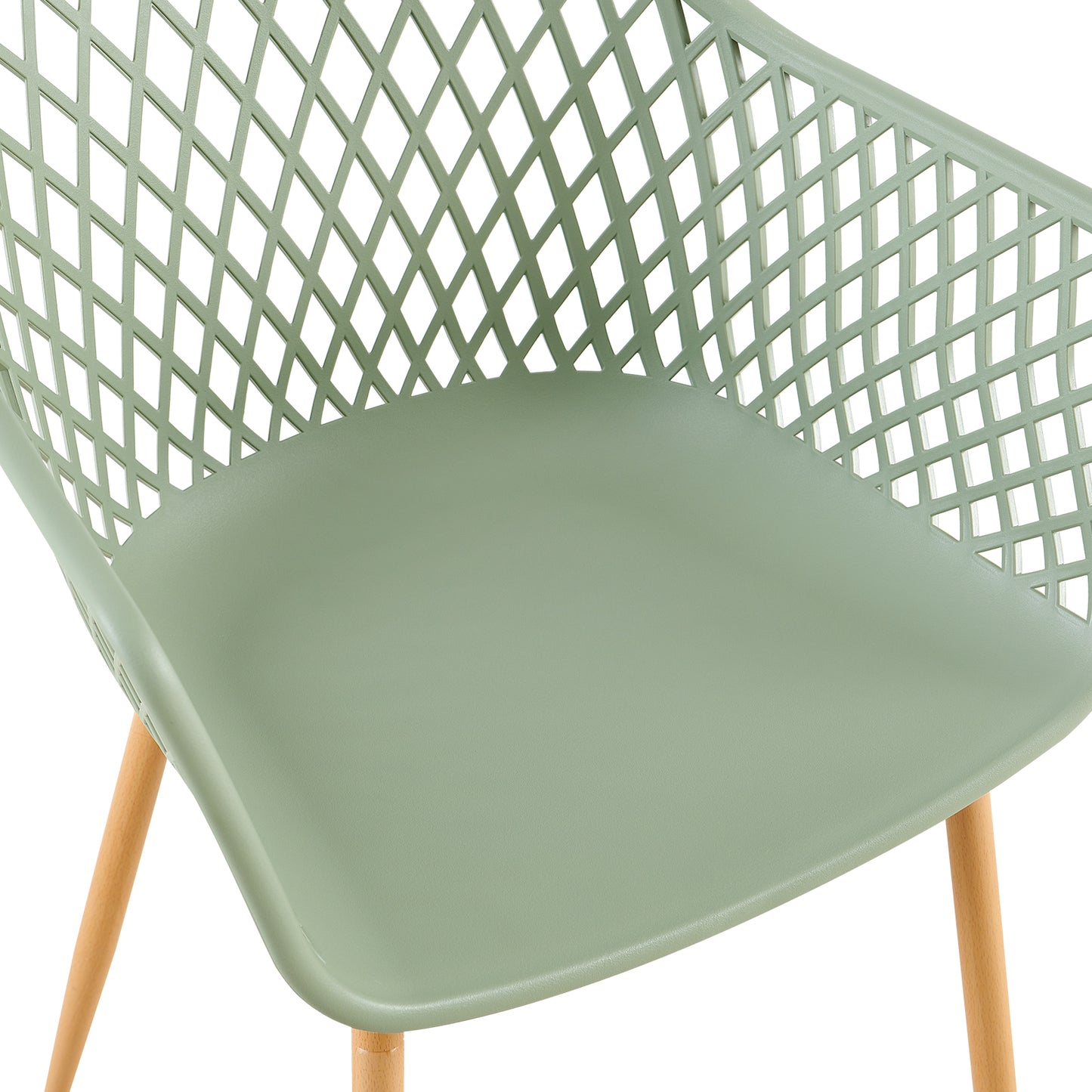 ROME Openwork armrest PP material dining chairs (Set of 4/6) - Grayish green