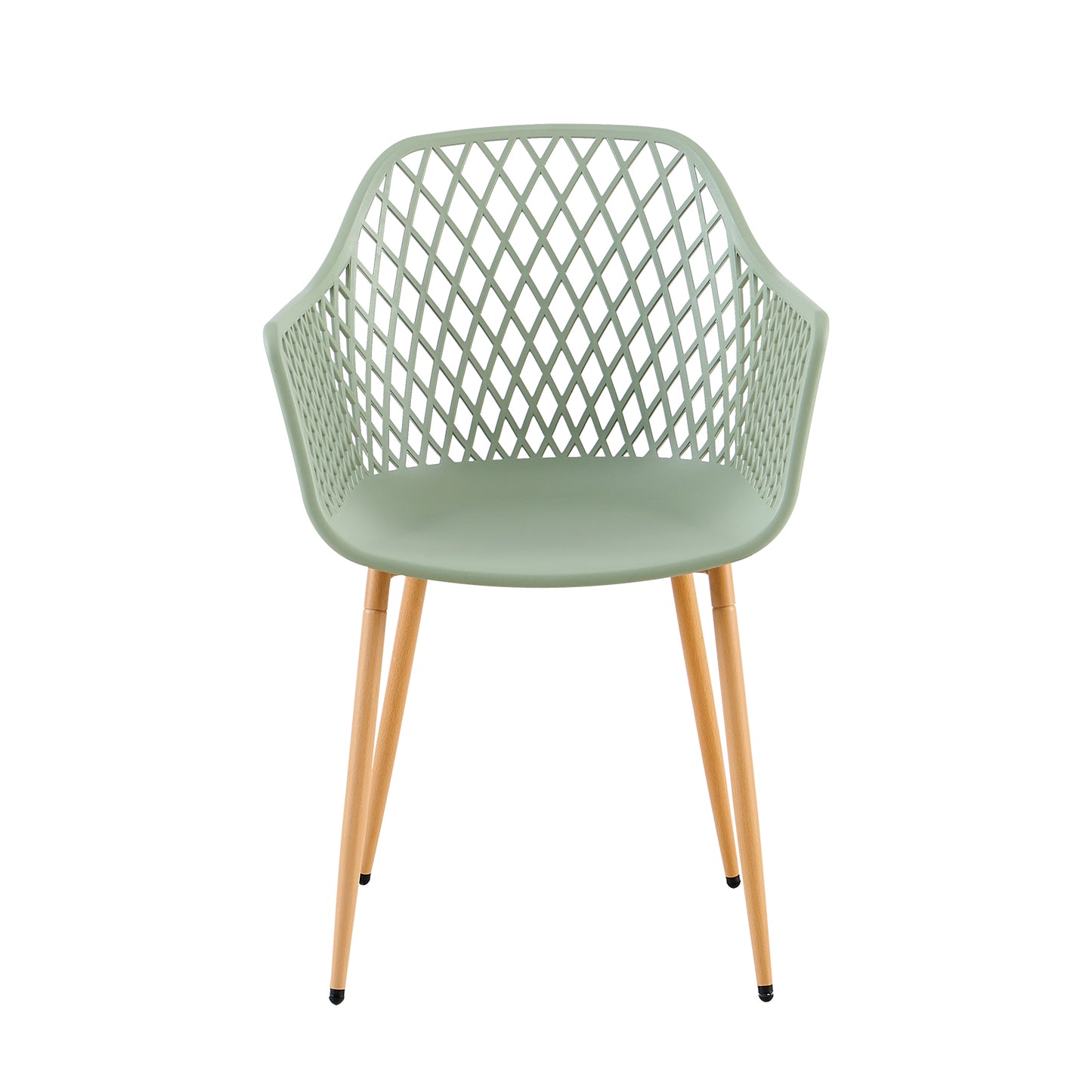 ROME Openwork armrest PP material dining chairs (Set of 4/6) - Grayish green