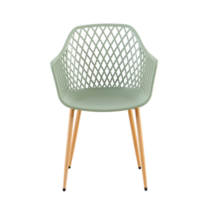 ROME Openwork armrest PP material dining chairs (Set of 4/6) - Grayish green