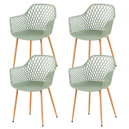 ROME Openwork armrest PP material dining chairs (Set of 4/6) - Grayish green