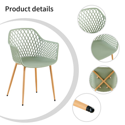 ROME Openwork armrest PP material dining chairs (Set of 4/6) - Grayish green