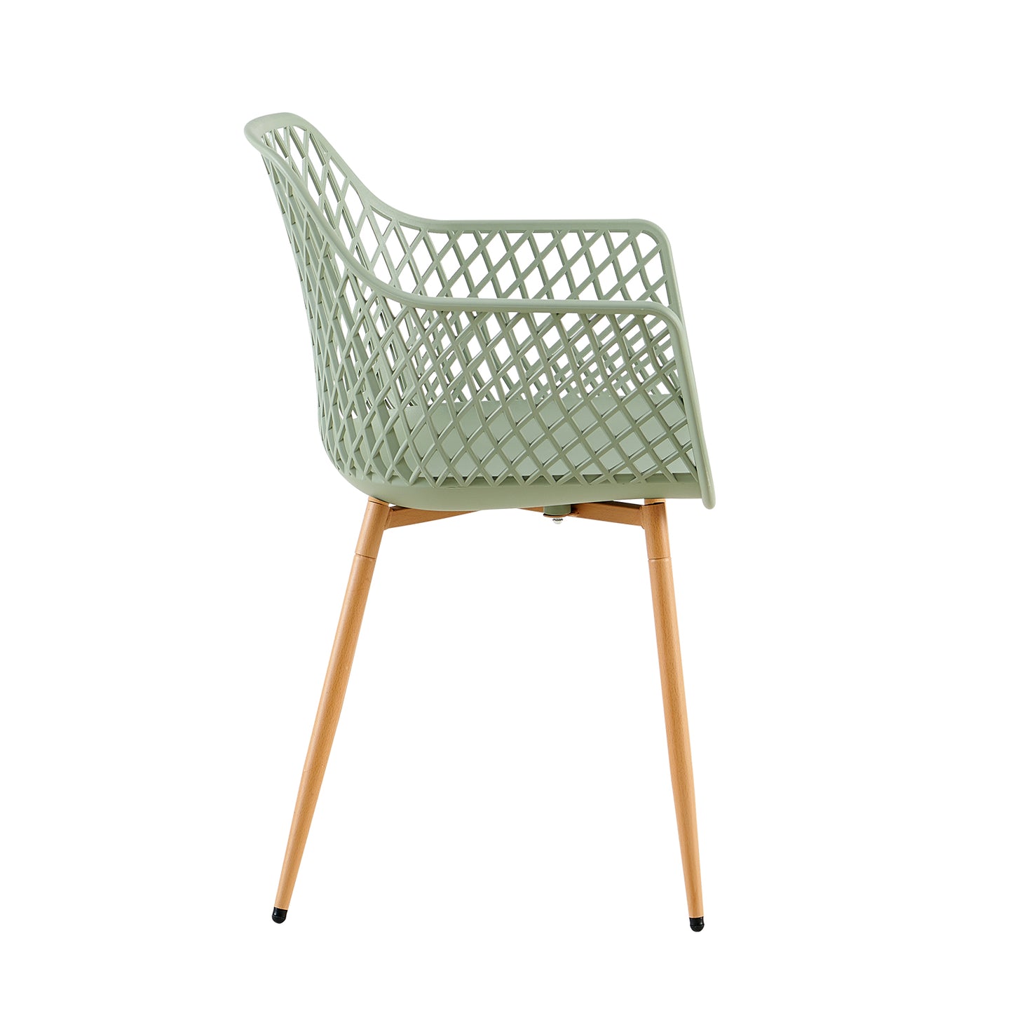 ROME Openwork armrest PP material dining chairs (Set of 4/6) - Grayish green