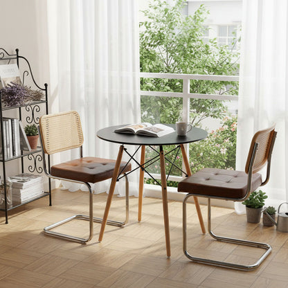 Mid-Century Rattan-Style Classic Chair Set of 2 and Interrupt Round Table