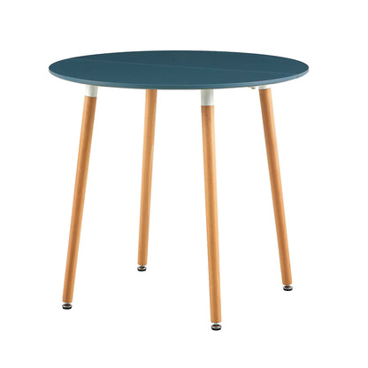 RONALD 80cm Round Dining Table With 4 Legs - Dark Gray Blue