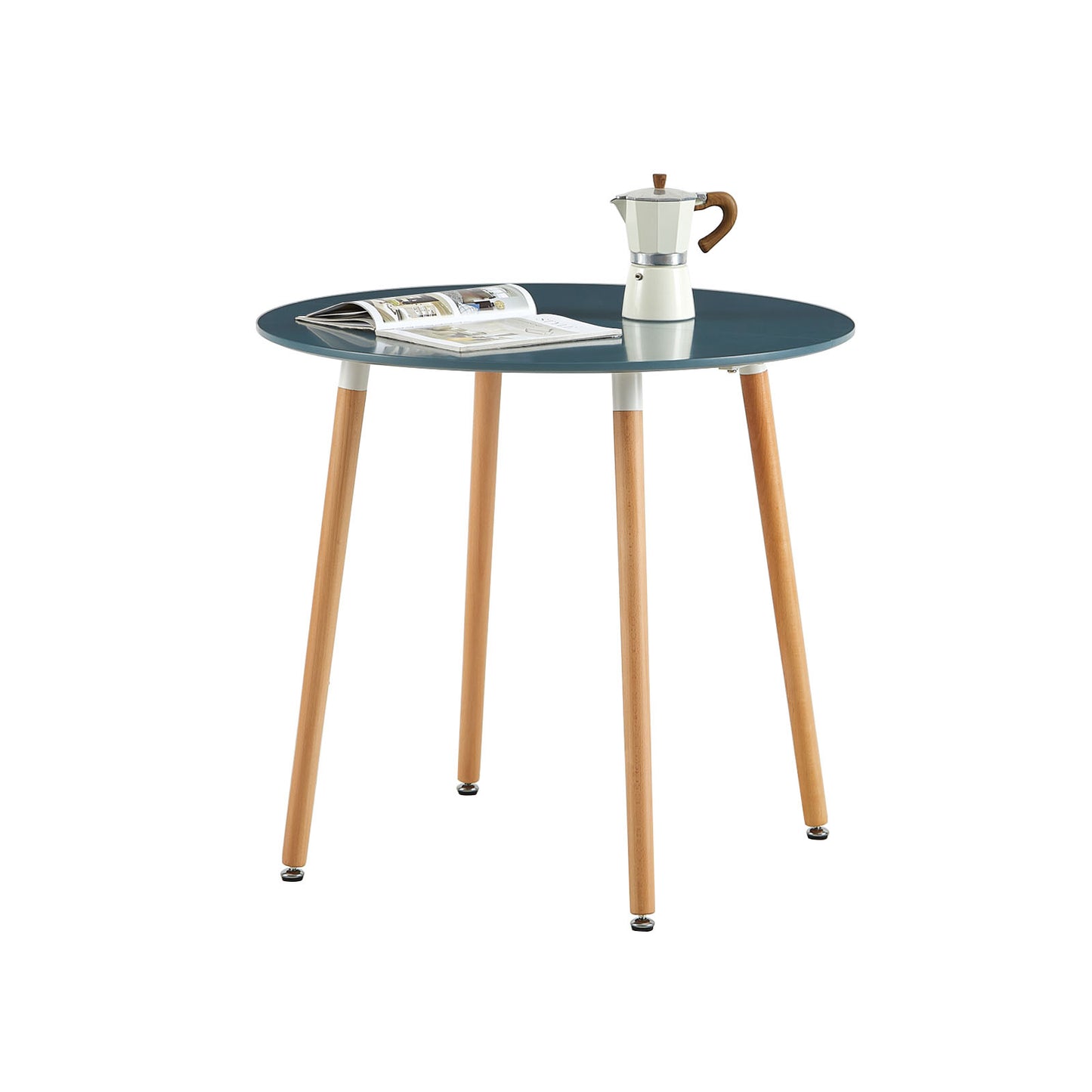 RONALD 80cm Round Dining Table With 4 Legs - Dark Gray Blue