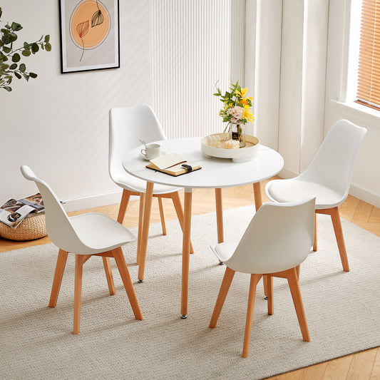 RONALD 90cm Round Dining Table With 4 Legs - White